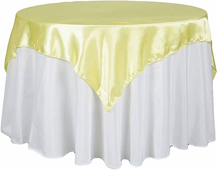 Balsa Circle 10 pcs 72x72 inch Yellow Square Tablecloth Satin Fabric Overlays Linens | Table Cloths Cover for Wedding Party Banquet Reception Events Decoration Kitchen Dining Events Kitchen Dining by BalsaCircle