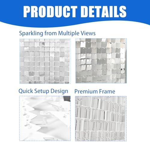 Ozikutech 12 Pcs Silver Shimmer Wall Backdrop Panels for Party Decoration - Image 6