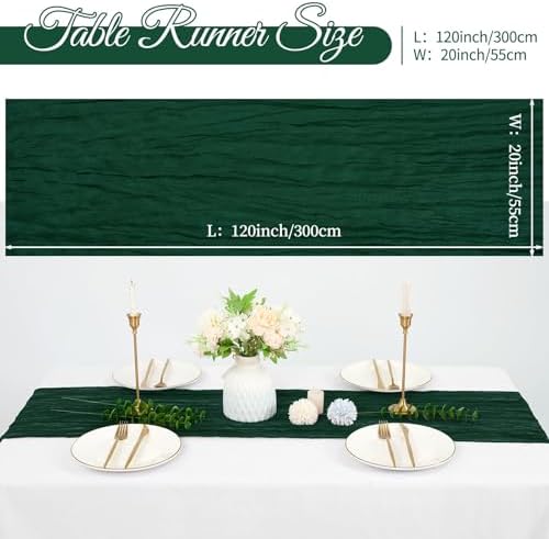 20 Pack Cheesecloth Table Runner 20 x 120 in, Emerald Green - Image 2