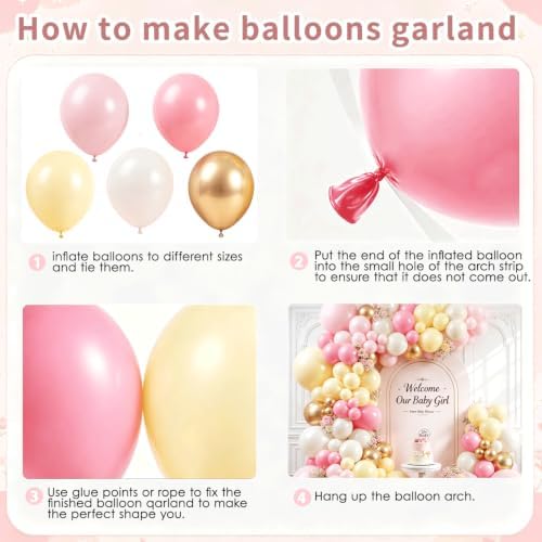 Pink and Yellow Balloon Arch Kit 129 PCS - Image 6