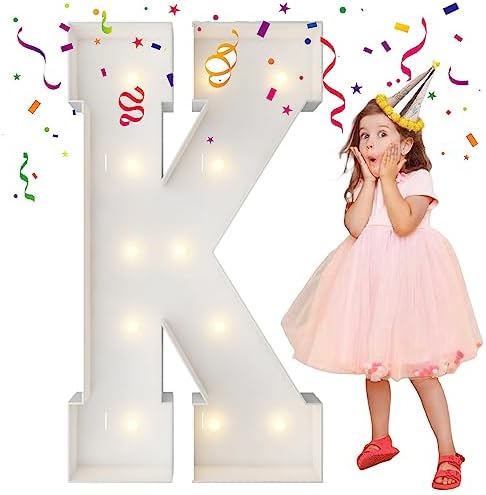 4FT Marquee Letters, Large Light Up Letters K for Party Decor by MerryMosaics