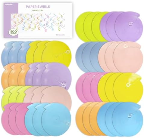 HonuGoGo Pastel Party Decorations, 48 Pc Whimsical Paper Swirl Streamers - Image 3