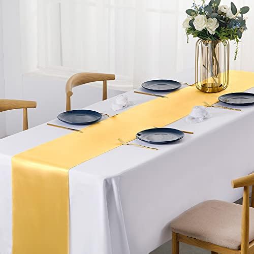 SiinvdaBZX 24 Pcs Gold Satin Table Runner 12 x 108 inches Long - Image 2