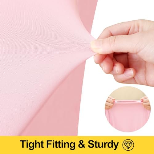 Smiry 2 Pack Spandex Open Back Tablecloth,Elastic Fitted Stretch Tablecloth for 5FT Rectangle Tables,Waterproof Washable Table Cover Skirt for Wedding, Banquet & Parties (Pink, 60Lx30Wx30H Inch) - Image 3