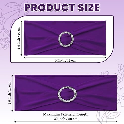 Pack of 250 Spandex Chair Sashes for Wedding Party & Event – Cadbury Purple - Image 2