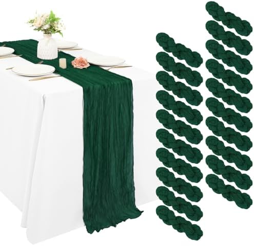 20 Pack Cheesecloth Table Runner 20 x 120 in, Emerald Green by XLEUDTER