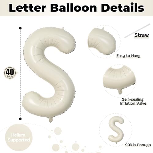 40 Inch Cream BIG SIS Balloons, Large Beige Neutral Big Sis Balloon Letters Sign with Ribbon, Ivory White Sand Baby Girls Balloon for Her Birthday Baby Shower Gender Reveal Party Decoration Supplies - Image 2