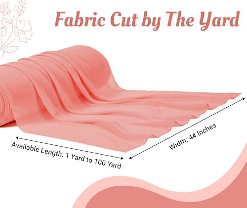 60 Yard Chiffon Fabrics, 44" Wide, Lightweight, Sheer – Peach - Image 4