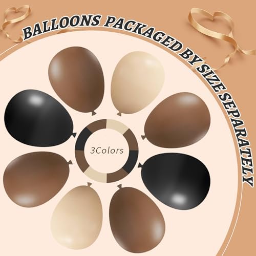 412Pcs Brown Black Nude Balloon Garland Arch Kit, 18 12 10 5 inch Different Size Latex Balloons for Boy First Rodeo Wild West Country Birthday Farm Fiesta Party Decorations - Image 4