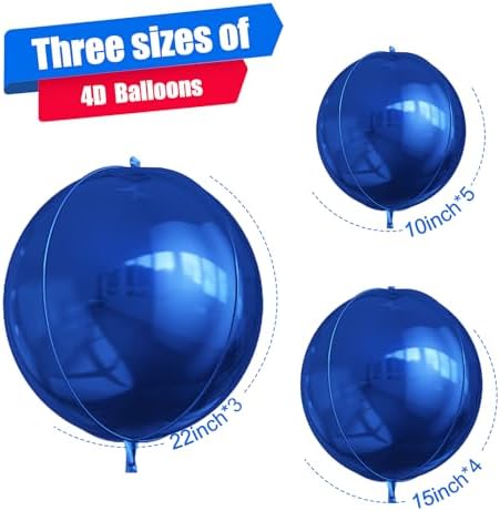 12PCS Navy Blue Round Foil Balloons 22" 15" 10" Large Chrome Blue Balloons - Image 2