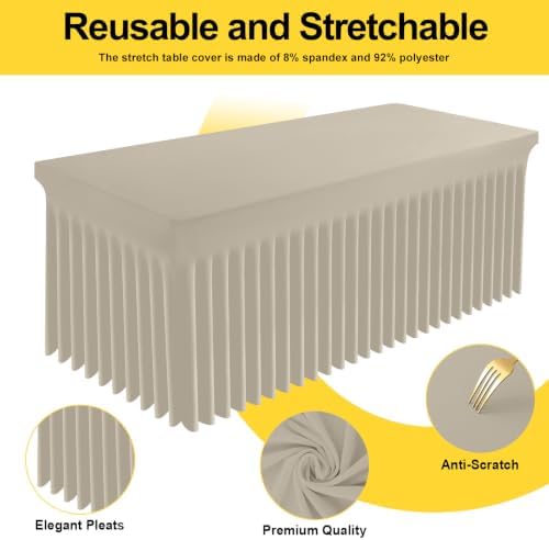 Smiry Spandex Elastic Fitted Table Cloth Skirt for 4FT Rectangle Table - Image 4