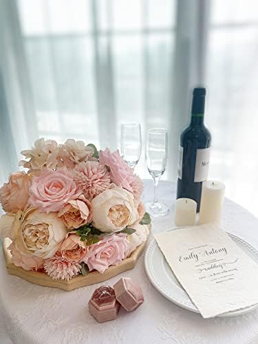 FACINOC Peonies Artificial Flowers Pink Silk Roses Blush Peony Bulk for DIY Wedding Bouquet Bridal Shower Decorations Fake Floral Arrangement Party Table Centerpieces Home Decor Indoor Peach Box 20pcs - Image 5