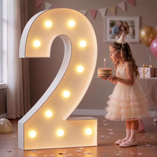 imprsv Large Marquee Numbers, 3FT Light Up Numbers 2 for Party Decor by Letsmakeitimpressive