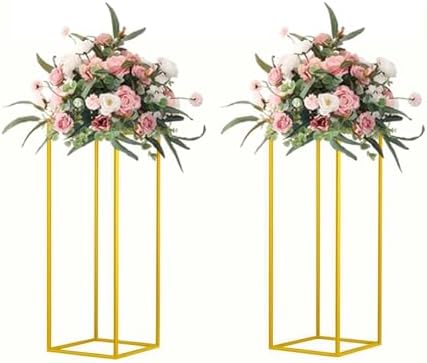 23.6inch 2 pcs Column Vases Gold Centerpieces for Table Metal Flower Stand Gold Wedding Centerpieces for Tables Party Floral Stands for Flowers by MEISHAONV