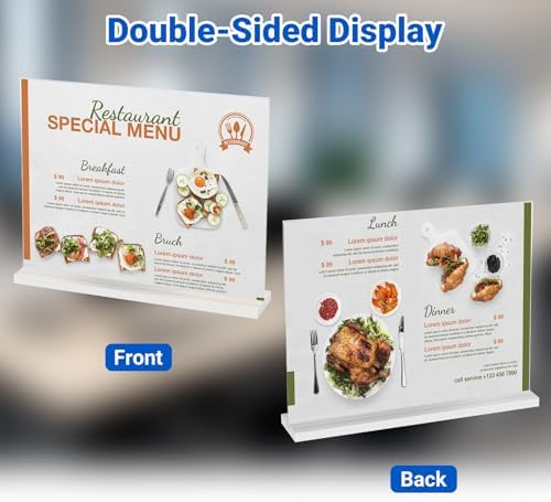 12 Pack Acrylic Sign Holder 8.5 x 5.5 Horizontal, Double-Sided Clear Sign Holder Plastic Stands for Display, T Shape Acrylic Table Sign Stands for Office Store Restaurants Wedding Party Decoration - Image 6