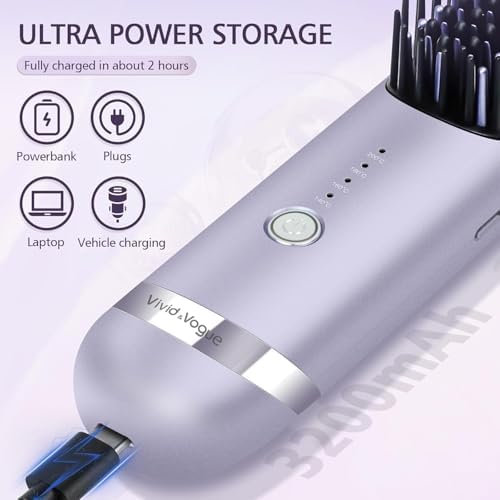 Cordless Hair Straightener Brush, 2 in 1 Curling & Straightening Brush with 200 Million Negative Ions, Mini Travel Hot Straightener Comb for Women, Fast Heating & Dual Voltage - Image 6