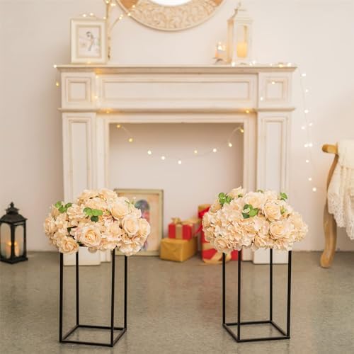 Sziqiqi Black Geometric Centerpiece Column Flower Stand with Plate, 10Pcs - Image 4