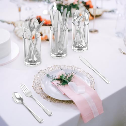 Dealusy 200 Count Heavy Duty Silver Plastic Silverware - Image 4
