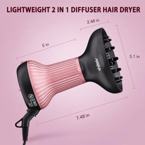 WUFAYHD Diffuser Hair Dryer for Curly Hair, 2-in-1 Hair Dryer with Diffuser - Image 6