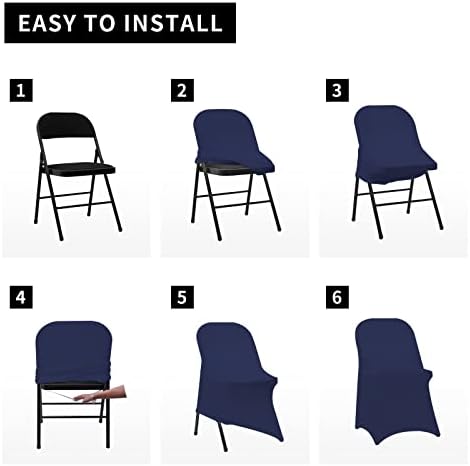HAINARverS Folding Chair Covers for Wedding, 10pcs Navy Blue - Image 6