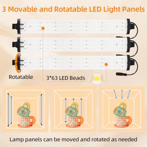 Light Box with Tripod Stand, 16"x16"Upgraded LightBox with 3 Stepless Dimming Light Boards (CRI ≥95) 189 Light Beads, Shooting Tent kit with 6 PVC Backdrops.Photo Studio Light Box for Photography - Image 3