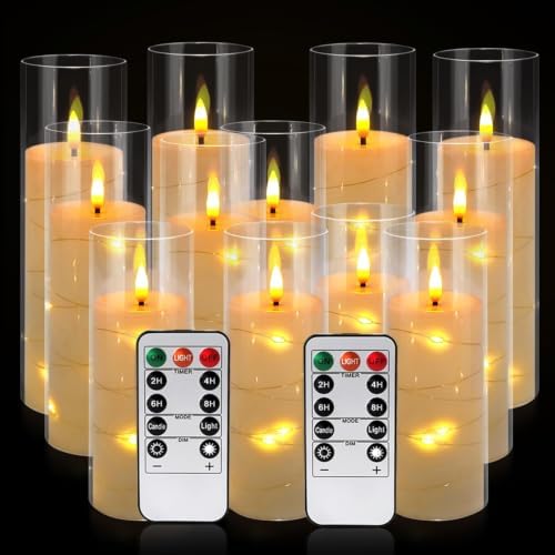 12 Pcs Ivory Colored Flickering Flameless Candles, Battery Powered - Image 2