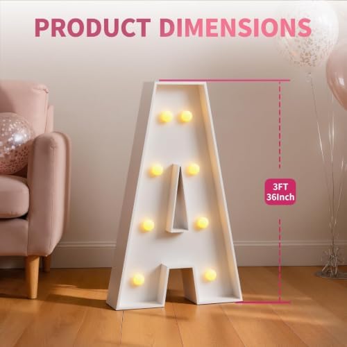 imprsv Large Marquee Letters, 3FT Light Up Letters A Sign for Party Decor - Image 6