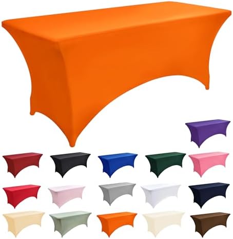 6-Pack 6ft Spandex Table Covers for Rectangle Standard Folding Tables - Wrinkle Resistant Stretch Tablecloths - Ultimate Fitted Table Protector for Parties, Trade Shows, Wedding - Image 3