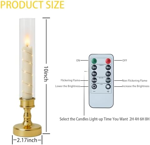 6PCS Flameless LED Candles with Timer, Flickering Battery Operated Candles with Embedded Star String Lights, Romantic Decorative Candles Table Decor for Home Wedding Room Christmas Decorations - Image 3