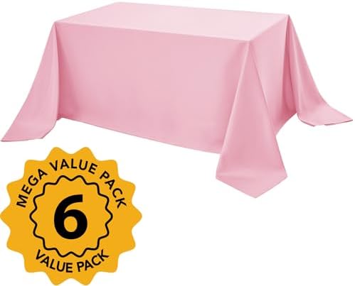 6-Pack Pink Tablecloths for Rectangle Tables, 90 x 156 Inches - Image 2