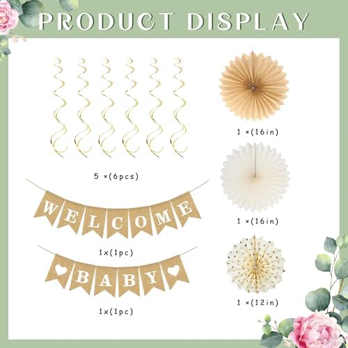 Baby Shower Decorations Kit – Welcome Baby Party Banner Supplies - Image 3