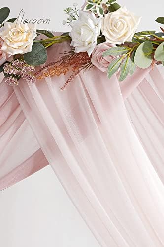Floroom Wedding Arch Draping Fabric 3 Panels 20Ft Chiffon Fabric Drapes Arbor Drapery Wedding Ceremony Reception Swag Decorations (Dusty Rose +Blush +White) - Image 4