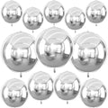 12PCS Metallic Silver Round Foil Balloons 22" 15" 10" Chrome Silver Balloon by vibzox