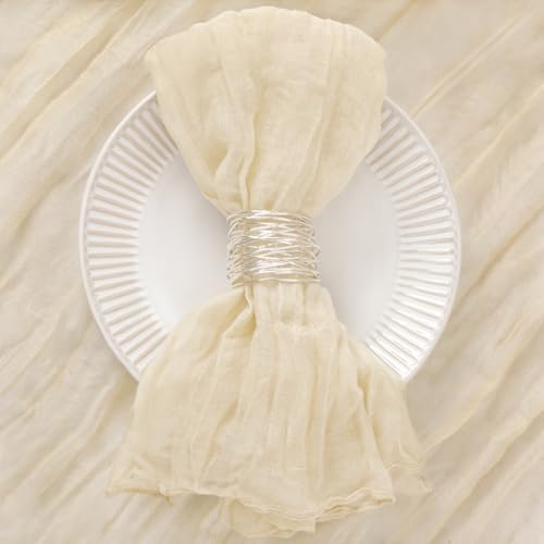 DeZerlor Beige Washable Cheesecloth Napkins Set of 12 for Wedding Party - Image 2