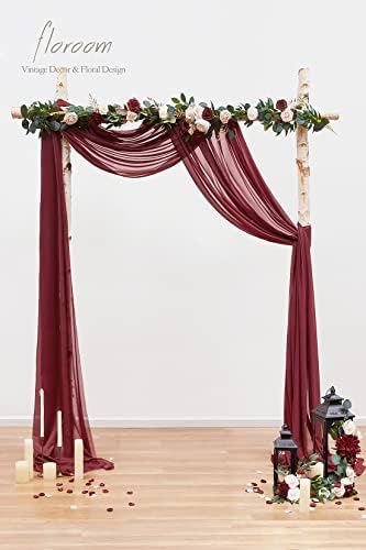 Floroom Wedding Arch Draping Fabric 2 Panels 20Ft Burgundy Chiffon Fabric Drapes Arbor Drapery Wedding Ceremony Reception Swag Dark Red Decorations - Image 2