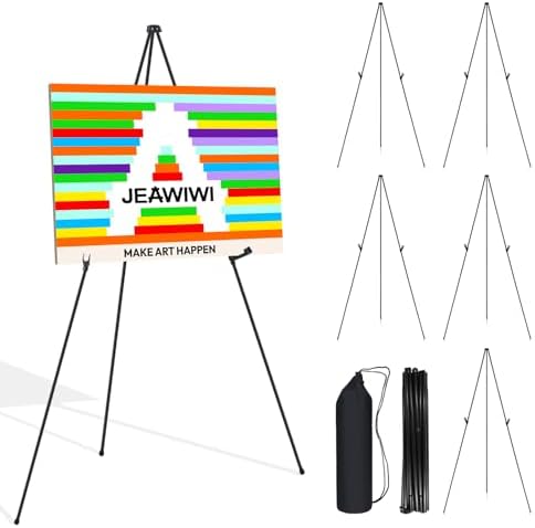 JEAWIWI 6 Pcs Lifhtweight Easel Stand, 66 Inch, Black, with Portable Bags by JEAWIWI