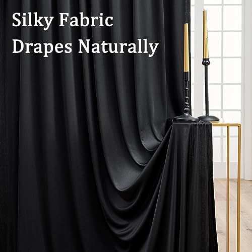 30ft x 8ft Wrinkle Free Black Backdrop Curtains for Parties, 6 Panels Thick Polyester Photo Backdrop Drapes for Weddings Birthday Photography Background Curtains - Image 2