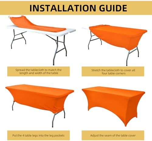 6-Pack 6ft Spandex Table Covers for Rectangle Standard Folding Tables - Wrinkle Resistant Stretch Tablecloths - Ultimate Fitted Table Protector for Parties, Trade Shows, Wedding - Image 5