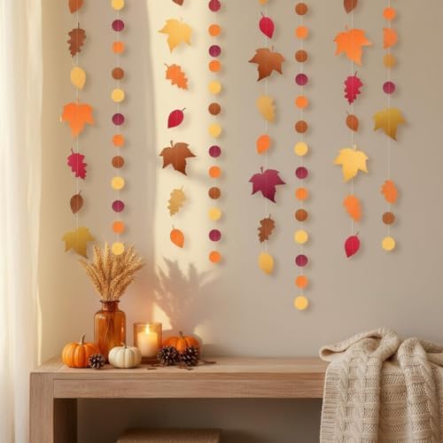 Cheerland Fall Leaf Garlands Thanksgiving Party Decorations Maple Banner Backdrop Hanging Decor Streamer for Woody Birthday Classroom Picnic Wedding Baby Shower Autumn Harvest Woodland Party Supplies - Image 4
