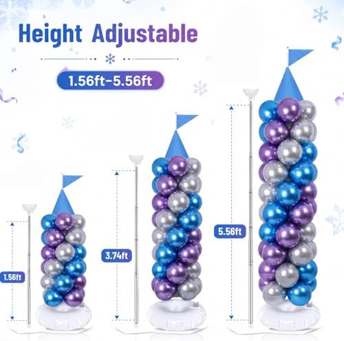 2 Set Blue Princess Castle Balloon Column Stand Kit Adjustable Decor - Image 3