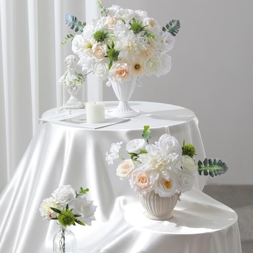 Floweroyal Artificial Flowers Fake Rose Flowers Dahlia with Stems for DIY Wedding Bridal Bouquets, Baby Shower, Floral Arrangement, Table Centerpieces, Home Decorations - Image 3