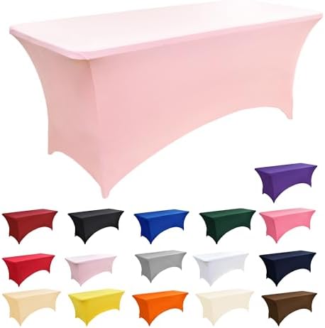 2-Pack 8ft Spandex Table Covers for Rectangle Folding Tables - Washable Elastic Tablecloth - Ultimate Fitted Table Protector for Birthday Parties, Trade Shows, Banquet - Image 3