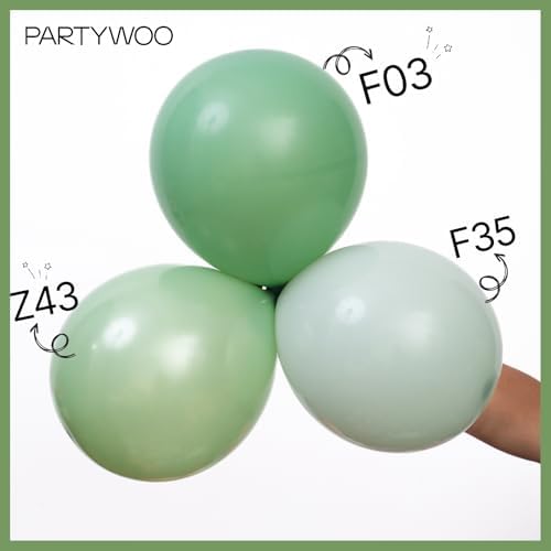 PartyWoo Sage Green Balloons 50pcs Olive Eucalyptus Dusty Green Boho Color - Image 4