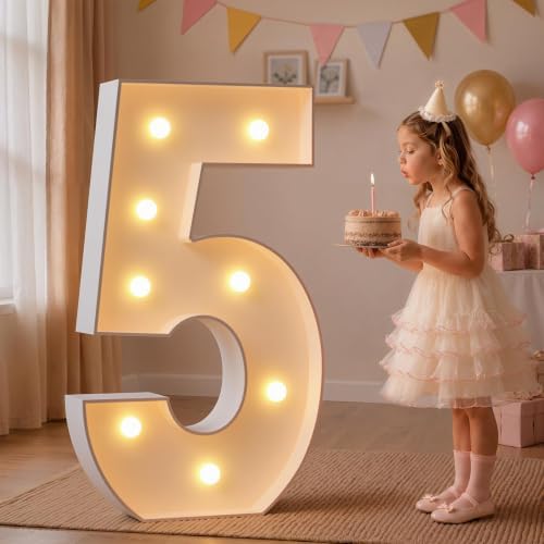 imprsv Large Marquee Numbers, 3FT Light Up Numbers 5 for Party Decor by Letsmakeitimpressive