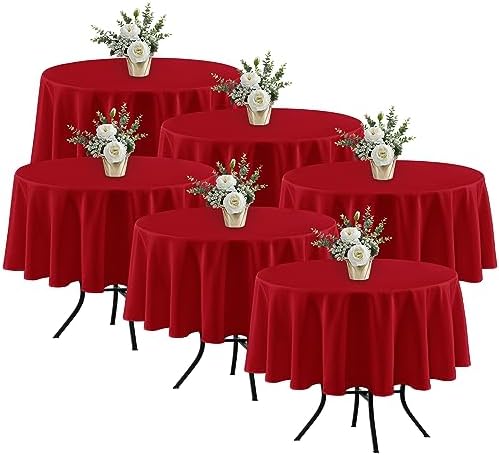 Fitable 6 Pack Red Tablecloths 70 Inch Round for 36"-48" Tables by Fitable