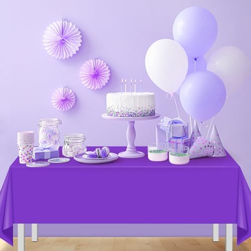16 Pack Purple Plastic Tablecloth for Rectangle Tables, Premium Decorative Purple Disposable Table Cloths for Parties, Rectangle Party Table Cover for Birthday Anniversary Graduation, 54x108 Inch - Image 6