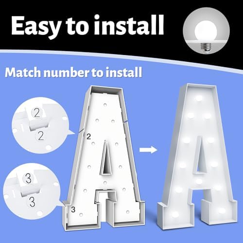 4FT Marquee Light Up Letter U, Foam Board & Water Bag, 12 Bulbs for Party - Image 3