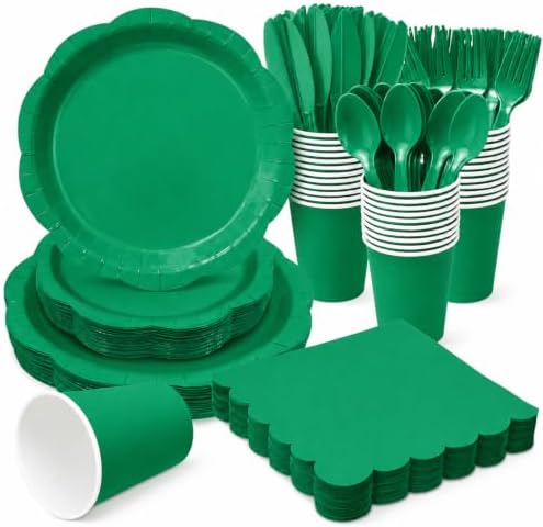 Green 175-Piece Decagonal Paper Plates Party Set, Serves 25 by Unknown