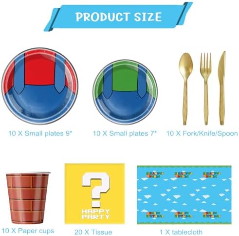 81Pcs Super Brother Party Tableware Set, Super Brother Party Decoration, Super Brother Birthday Party Supplies - Image 4