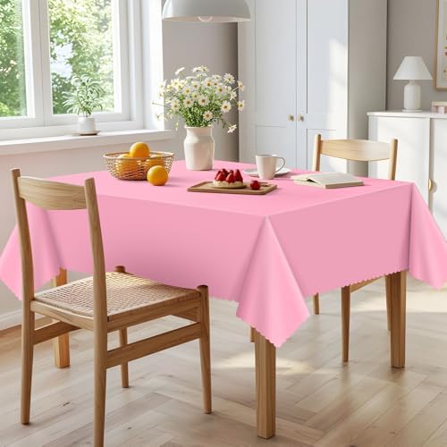 NatNarr 6 Pcs Plastic Pink Tablecloths, Scalloped Rectangle Table Cloths - Image 6